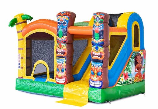 Opblaasbaar Jumpy Happy Splash springkussen met bad te koop in thema tropisch Hawai voor kinderen bij JB Inflatables