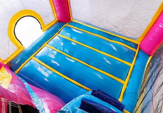 Opblaasbaar Jumpy Happy Splash roze springkussen met zwembad kopen in thema unicorn eenhoorn regenboog rainbow voor kinderen bij JB Inflatables