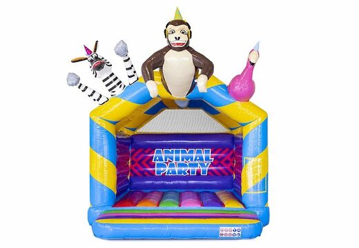 Buy standard inflatable bouncy castle in animal party theme with 3d animals on it