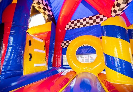 Multiplay super air cushion in formula 1 theme with racing car on top for sale for children