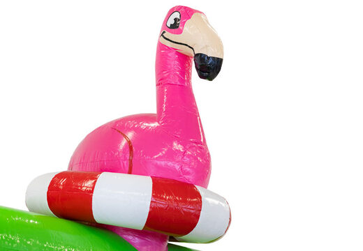 Buy colored inflatable park in Flamingo theme for children. Order inflatables online at JB Inflatables UK