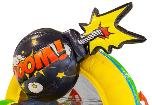 Buy 13m inflatable obstacle course in Comic theme for kids. Order inflatable obstacle courses now online at JB Inflatables UK