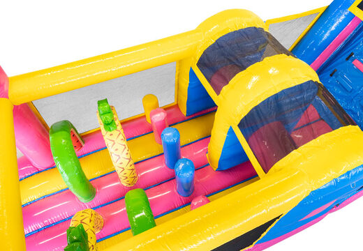 13 meter long Flamingo inflatable obstacle course for children. Order inflatable obstacle courses now online at JB Inflatables UK