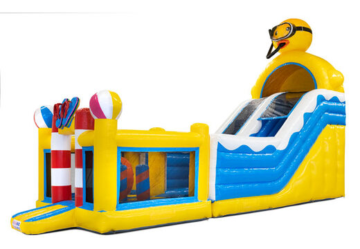 Buy Rubber Duck inflatable 4 in 1 slide for your children. Order inflatable slides now online at JB Inflatables UK