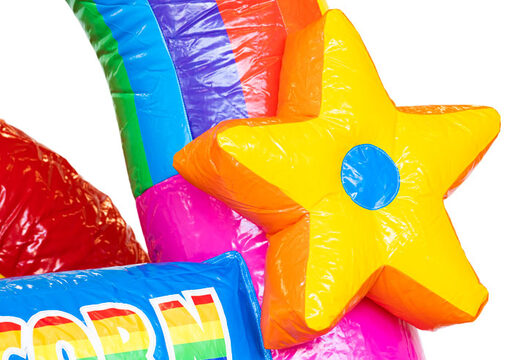 Order inflatable Mini Multiplay bouncy castle in Unicorn theme for children. Buy inflatable bouncy castles at JB Inflatables UK