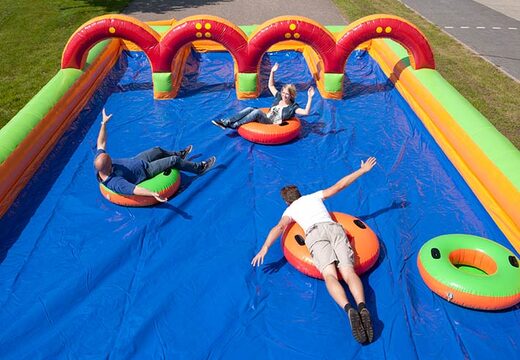 Life size shuffleboard on bouncy castle game