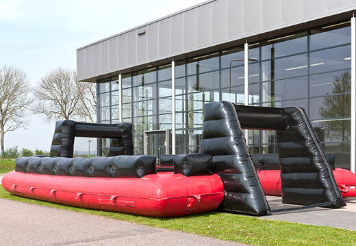Buy inflatable black red table football with unique boarding sliding system online.