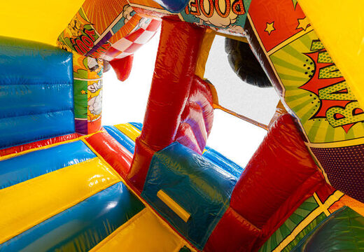 Interior of slide combo in comic theme