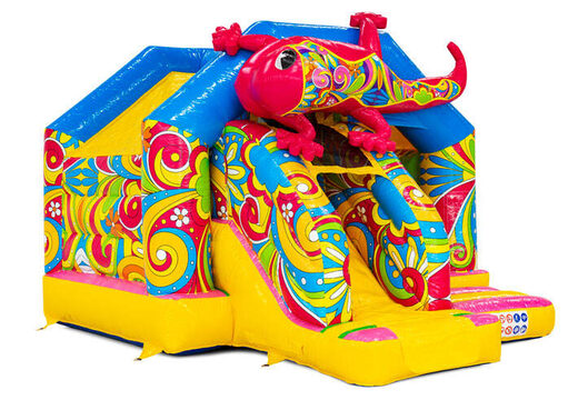 Colorful bounce house in Paradise Island theme for sale at JB in Meppel