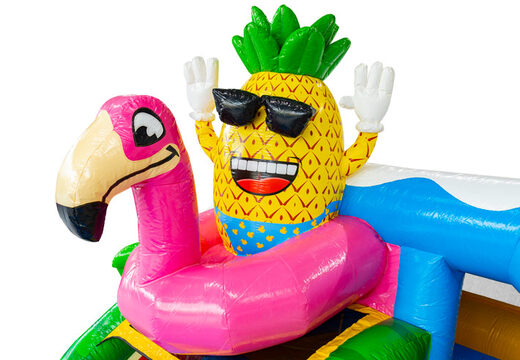 Bouncy Castle Hawaii Flamingo theme with cheerful 3D pineapple in flamingo float online order