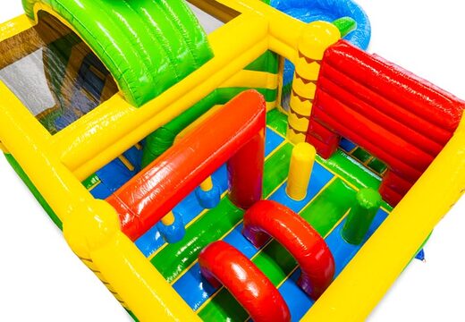 Inside inflatable castle with arches, pillars, and airbags for sale at JB