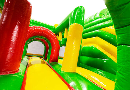 Inside of bouncy castle Dubbelslide Multiplay green yellow red