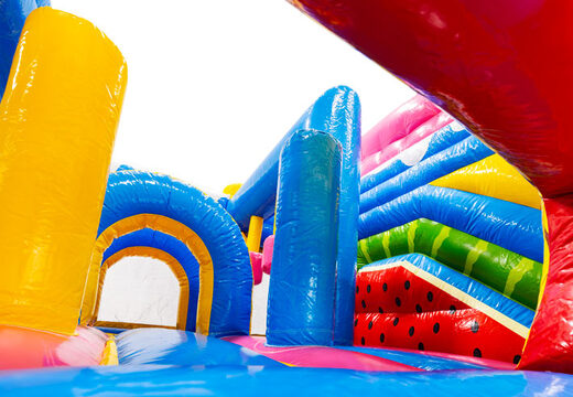 Inside of bouncy castle Dubbelslide Multiplay blue yellow red
