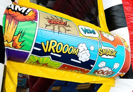 Striking inflatable obstacle course with Comic graphics